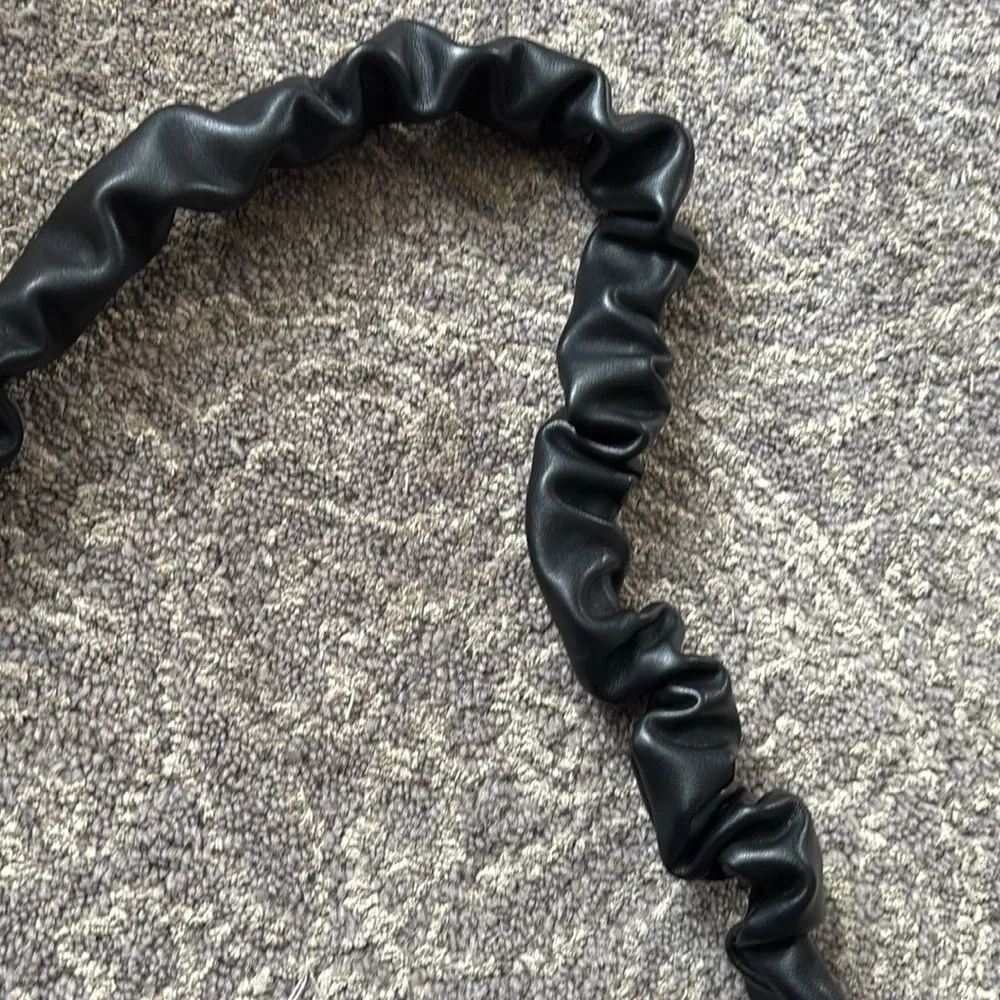 Black Crossbody Bag with Braided Strap and Gold Hardware - Picture 4 of 6